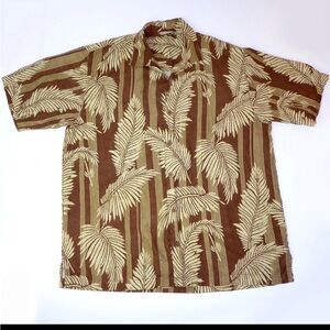 Tommy‎ Bahama Tropical Leaf Print Shirt - Brown and Cream
